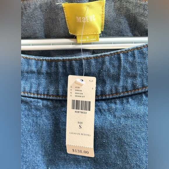 NEW Anthropologie Maeve Denim Mini Shift Dress w/ Lace Up Shoulders Women’s S - Picture 7 of 10